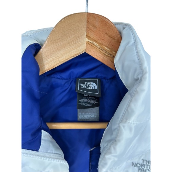 The North Face Womens 550 Down Puffer Vest White Blue XS Diamond Quilt - Picture 4 of 7